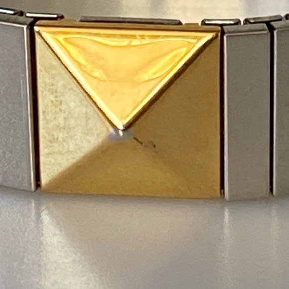 Avon Bracelet Stainless Steel Gold Tone Accents 6” - Picture 5 of 6